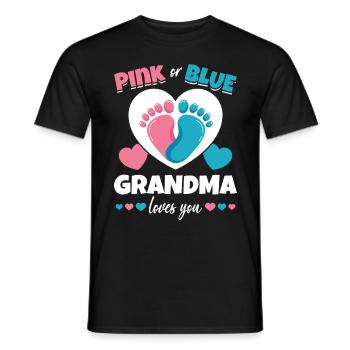Pink or blue grandma Loves You - Men's T-Shirt - black - Front - AI Model Male 178 light (178cm)