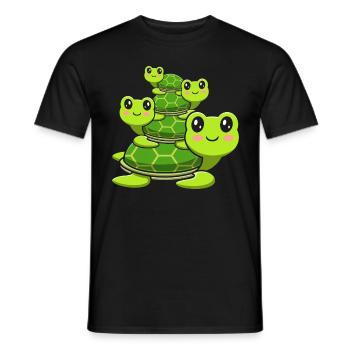 Stacked turtles, cute turtles, - Men's T-Shirt - black - Front - AI Model Male 178 light (178cm)