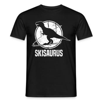 Fun Skisaurus Skiing Dino Ski Dino - Men's T-Shirt - black - Front - AI Model Male 178 light (178cm)