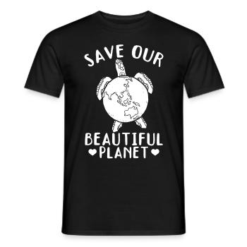 Environnement : Les tortues du Jour de la Terre sauvent notre - T-shirt homme - noir - Devant - AI Model Male 178 light (178cm)