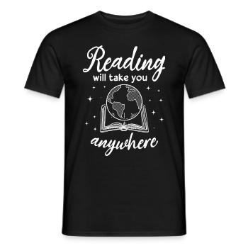 La lecture vous emmènera partout Livre d’aventure - T-shirt homme - noir - Devant - AI Model Male 178 light (178cm)