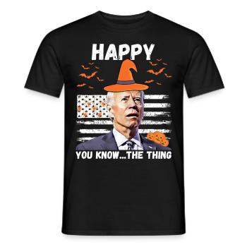 Heureux que vous sachiez la chose drôle halloween Biden - T-shirt homme - noir - Devant - AI Model Male 178 light (178cm)
