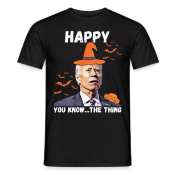 Heureux que vous sachiez la chose drôle halloween Biden - T-shirt homme - noir - Devant - AI Model Male 178 light (178cm)