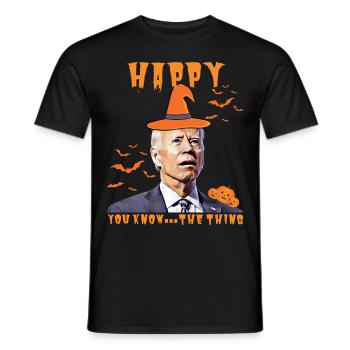 Heureux que vous sachiez la chose drôle halloween Biden - T-shirt homme - noir - Devant - AI Model Male 178 light (178cm)