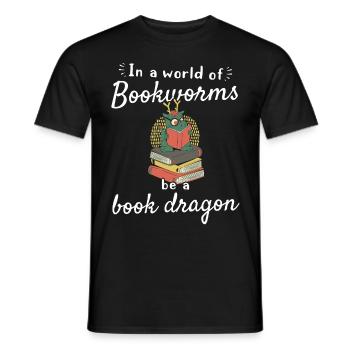 In A World Of Bookworms Be A Book Dragon - Funny - Men's T-Shirt - black - Front - AI Model Male 178 light (178cm)