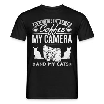 All I need is coffee, my camera and - Men's T-Shirt - black - Front - AI Model Male 178 light (178cm)