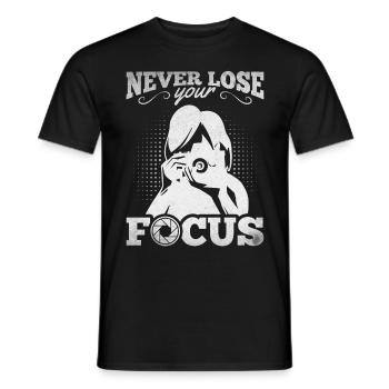 Photographer Camera Funny Photographer Never Lose - Men's T-Shirt - black - Front - AI Model Male 178 light (178cm)