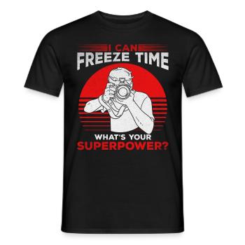 Lustige Fotografie Ich kann die Zeit einfrieren - Männer T-Shirt - Schwarz - Vorne - AI Model Male 178 light (178cm)