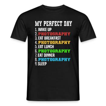 Horaire quotidien pour les photographes Mon parfait - T-shirt homme - noir - Devant - AI Model Male 178 light (178cm)