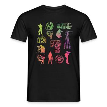 Équipement d’amateur de photographie - T-shirt homme - noir - Devant - AI Model Male 178 light (178cm)