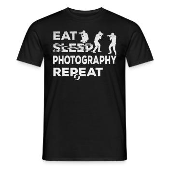Photography Lovers Eating Sleep Photography - Men's T-Shirt - black - Front - AI Model Male 178 light (178cm)
