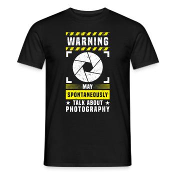 Photo warning can spontaneously talk about photography - Men's T-Shirt - black - Front - AI Model Male 178 light (178cm)