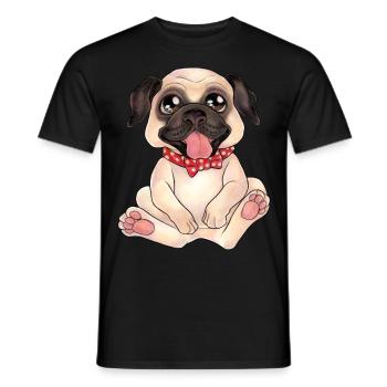 Niedlicher Mops Pug Geschenk für Hundeliebhaber - Männer T-Shirt - Schwarz - Vorne - AI Model Male 178 light (178cm)