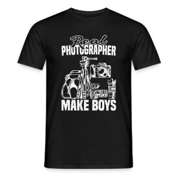 Photography Real Photographer Make Boys - Camera Photo - Men's T-Shirt - black - Front - AI Model Male 178 light (178cm)