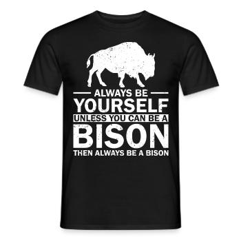 Bison Buffalo Yellowstone Park - Men's T-Shirt - black - Front - AI Model Male 178 light (178cm)
