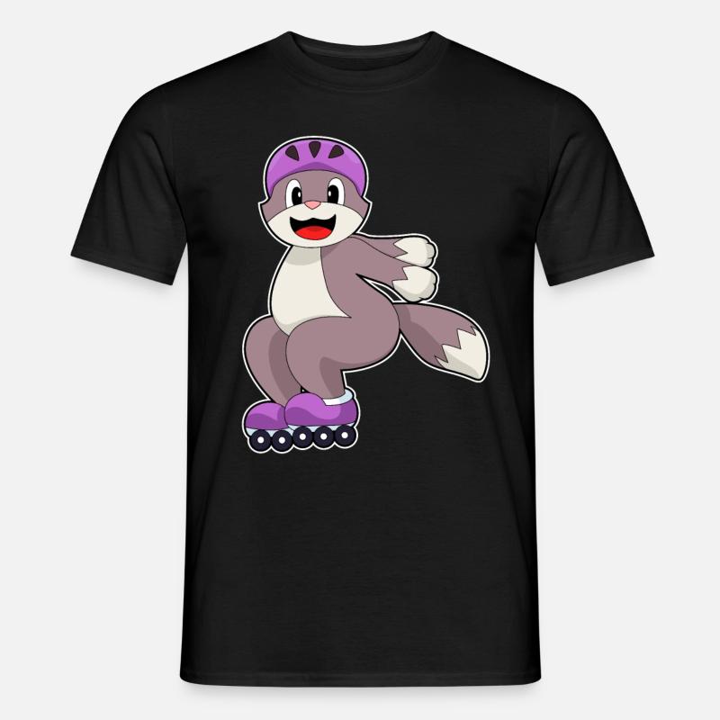 Katze mit Rollschuhe - Männer T-Shirt - Schwarz