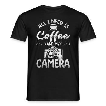 Fotografie Alles was ich brauche ist Kaffee und - Männer T-Shirt - Schwarz - Vorne - AI Model Male 178 light (178cm)