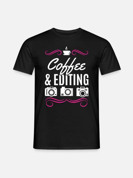 Photography Coffee & Editing Photo Camera Photographer - Men's T-Shirt - black