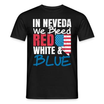 In Nevada we bleed white and blue USA America - Men's T-Shirt - black - Front - AI Model Male 178 light (178cm)