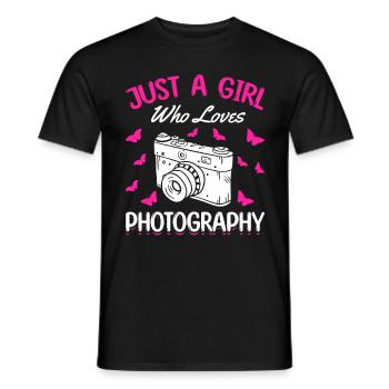 Photographe Girl Just a Girl, Photographie - T-shirt homme - noir - Devant - AI Model Male 178 light (178cm)