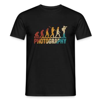 Photo Retro Photographer Evolution Photography - Men's T-Shirt - black - Front - AI Model Male 178 light (178cm)