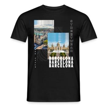 Barcelona Spain City Skyline Holiday Summer - Men's T-Shirt - black - Front - AI Model Male 178 light (178cm)