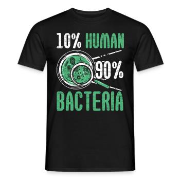 10% Human 90% Bacteria Biologist Science Biol - Men's T-Shirt - black - Front - AI Model Male 178 light (178cm)
