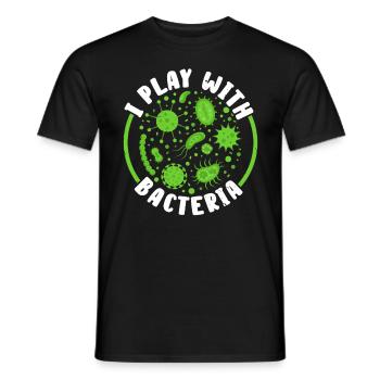 I play with bacteria biologist science Biol - Men's T-Shirt - black - Front - AI Model Male 178 light (178cm)