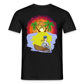 Ahoi Caribbean Island Bateau à rames Seagull Captain Trip - T-shirt homme - noir - Devant - AI Model Male 178 light (178cm)