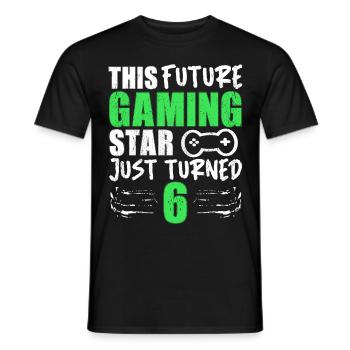 Joueur Gamer Gaming Drôle Dire 6ème Anniversaire - T-shirt homme - noir - Devant - AI Model Male 178 light (178cm)