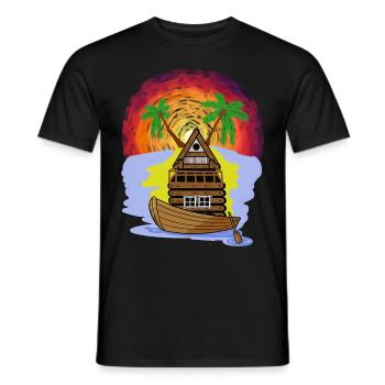Aventure Loisirs Voyage Vacances Bateau Île des Caraïbes - T-shirt homme - noir - Devant - AI Model Male 178 light (178cm)