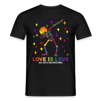 LGBT LGBTQ Dabbing Skeleton - Men's T-Shirt - black - Front - AI Model Male 178 light (178cm)