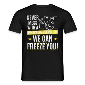 Never mess with a photographer, we can - Men's T-Shirt - black - Front - AI Model Male 178 light (178cm)