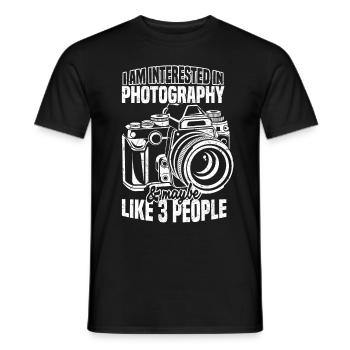 Interested in photography and maybe 3 - Men's T-Shirt - black - Front - AI Model Male 178 light (178cm)