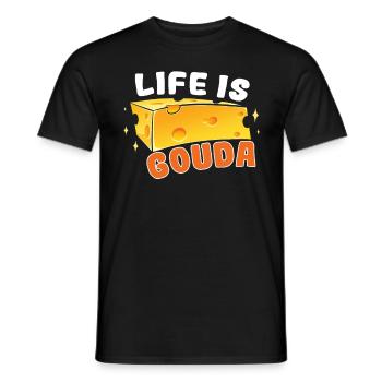Käsefan Cheese Cheese lover Gouda Hard Cheese - Men's T-Shirt - black - Front - AI Model Male 178 light (178cm)