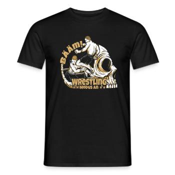 Wrestling Fighter Wrestler Bääm Wrestling Mode An - Men's T-Shirt - black - Front - AI Model Male 178 light (178cm)
