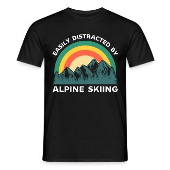 Easily distracted by Alpine skiing - Men's T-Shirt - black - Front - AI Model Male 178 light (178cm)