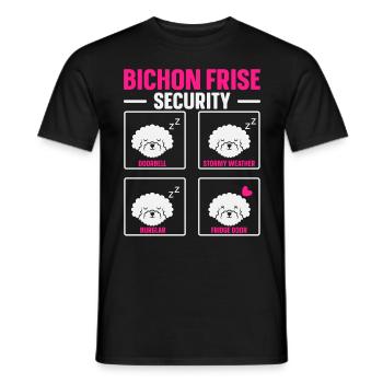 Bichon Frise Sécurité Chien Amoureux Chiot Patte - T-shirt homme - noir - Devant - AI Model Male 178 light (178cm)