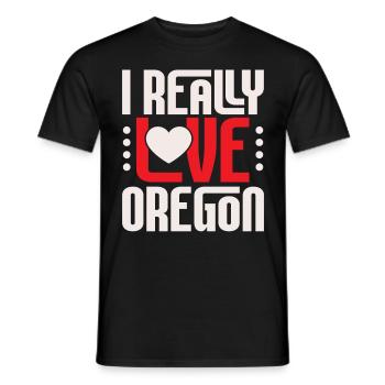 I really love Oregon USA State of America Oregon - Men's T-Shirt - black - Front - AI Model Male 178 light (178cm)
