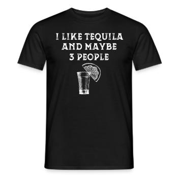J’aime la tequila et peut-être 3 personnes - T-shirt homme - noir - Devant - AI Model Male 178 light (178cm)