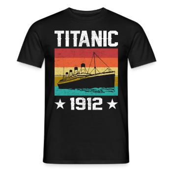 Titanic 1912 Cruise Ship - Men's T-Shirt - black - Front - AI Model Male 178 light (178cm)