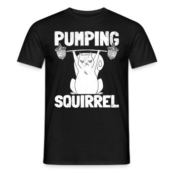 Pumping Squirrel Powerlifting Squirrel - Men's T-Shirt - black - Front - AI Model Male 178 light (178cm)