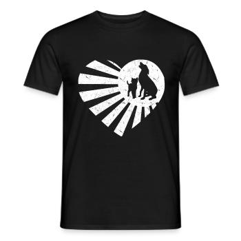 Hund & Katze Herz Baby Hund Welpe Hunde Tierherz - Männer T-Shirt - Schwarz - Vorne - AI Model Male 178 light (178cm)