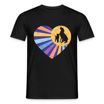 Hund & Katze Herz Baby Hund Welpe Hunde Tierherz - Männer T-Shirt - Schwarz - Vorne - AI Model Male 178 light (178cm)