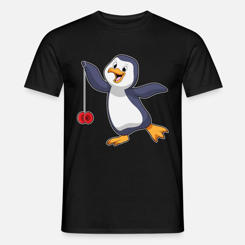 Pinguin mit Jojo - Männer T-Shirt - Schwarz