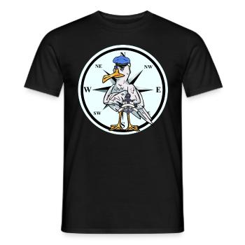 Moin Nordsee Ostsee Möwe Kompass Seemann Matrose - Männer T-Shirt - Schwarz - Vorne - AI Model Male 178 light (178cm)