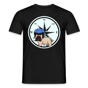 Moin Nordsee Ostsee Mops Kompass Seemann Matrose - Männer T-Shirt - Schwarz - Vorne - AI Model Male 178 light (178cm)