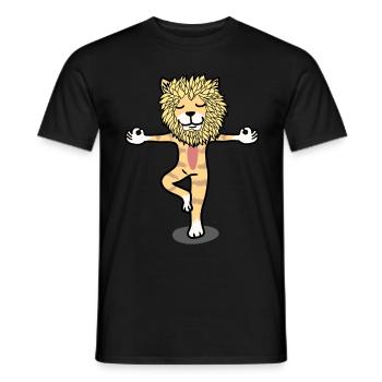 Yoga, Yogi, Lion, Méditation, Relaxation, Chat - T-shirt homme - noir - Devant - AI Model Male 178 light (178cm)