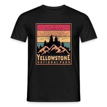 Yellowstone National Park Hiking Wyoming Souvenir - Men's T-Shirt - black - Front - AI Model Male 178 light (178cm)