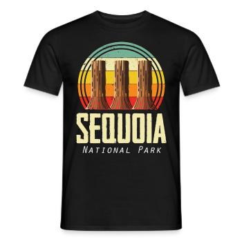 Sequoia National Park Sequoias Hiking Nature Cam - Men's T-Shirt - black - Front - AI Model Male 178 light (178cm)